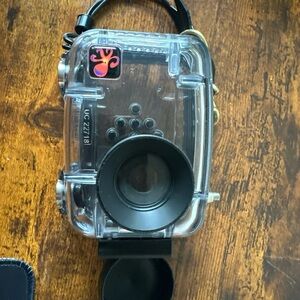Transparent Underwater Camera Housing with Black Accents